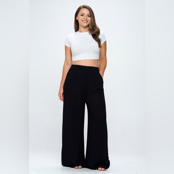 Pants - PLUS SIZE WOVEN WIDE LEG PANTS
